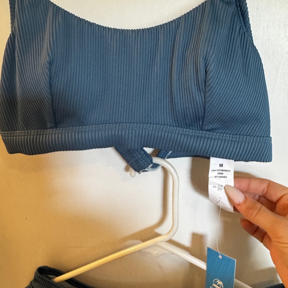 Cupshe Teal Ribbed Bikini Set medium - Picture 2 of 4